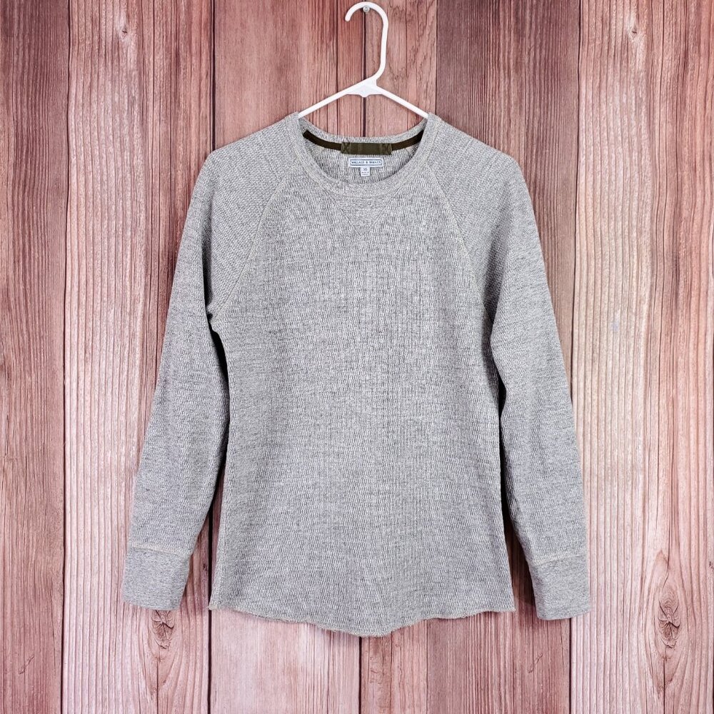 Wallace & Barnes Mens XS Marled Gray Honeycomb Thermal Crewneck Shirt Cotton